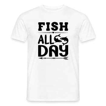Pêcher toute la journée - Dicton de pêcheur - T-shirt homme - blanc - Devant - AI Model Male 178 dark (178cm)