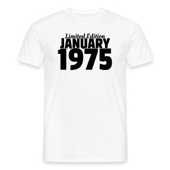 Edition Limitée Janvier 1975 - 50ème Anniversaire - T-shirt homme - blanc - Devant - AI Model Male 178 dark (178cm)