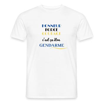 HONNEUR FORCE COURAGE c'est ça être GENDARME - T-shirt homme - blanc - Devant - AI Model Male 178 dark (178cm)