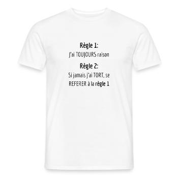 règle1 j'ai toujours raison - T-shirt homme - blanc - Devant - AI Model Male 178 dark (178cm)