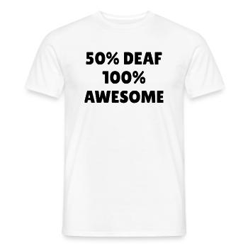 Cadeau de surdité unilatérale | Sourd d'un côté - T-shirt homme - blanc - Devant - AI Model Male 178 dark (178cm)