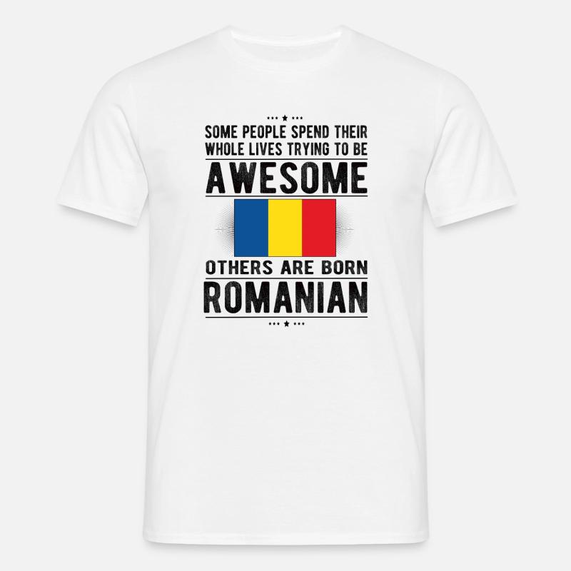 Stolt rumænsk rumænsk flag af rumænsk oprindelse - T-shirt til herrer - hvid