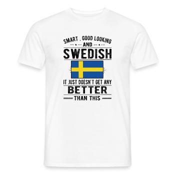 Suédois Suède Drapeau Origine suédoise - T-shirt homme - blanc - Devant - AI Model Male 178 dark (178cm)