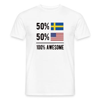 Moitié suédois moitié américain Usa Suède Drapeau - T-shirt homme - blanc - Devant - AI Model Male 178 dark (178cm)