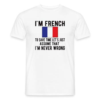 Français Drapeau de la France Origine Français - T-shirt homme - blanc - Devant - AI Model Male 178 dark (178cm)