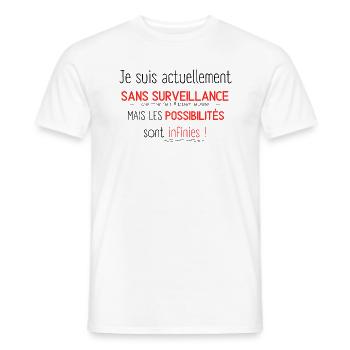 Je suis actuellement sans surveillance humour bis - T-shirt homme - blanc - Devant - AI Model Male 178 dark (178cm)
