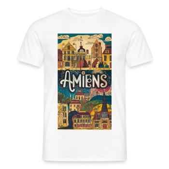 Amiens Cityscape Whimsy France City - Men's T-Shirt - white - Front - AI Model Male 178 dark (178cm)