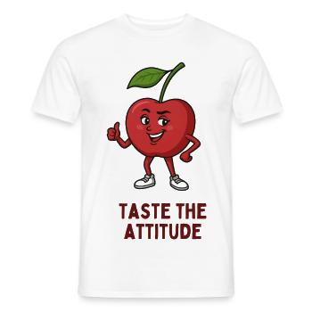 Apple with Attitude Motif - Men's T-Shirt - white - Front - AI Model Male 178 dark (178cm)