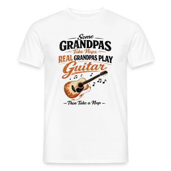Papy Rock : Guitare, Musique et Sieste - T-shirt homme - blanc - Devant - AI Model Male 178 dark (178cm)