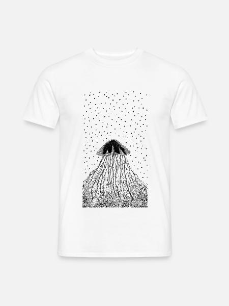 Minimalistische Qualle Schwarz-Weiß - Männer T-Shirt - Weiß