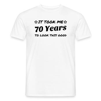 70 / anniversaire / Sport / Fête / soixante dix - T-shirt homme - blanc - Devant - AI Model Male 178 dark (178cm)
