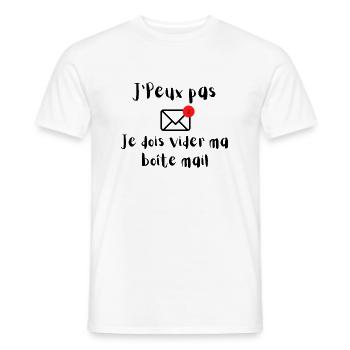j peux pas je dois vider ma boite mail - T-shirt homme - blanc - Devant - AI Model Male 178 dark (178cm)