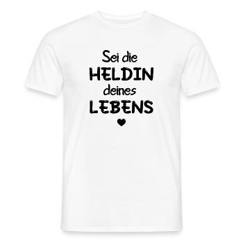 HELDIN HELD LEBEN MOTIVATION GLÜCK ZIEL ZUFRIEDEN - Männer T-Shirt - Weiß - Vorne - AI Model Male 178 dark (178cm)