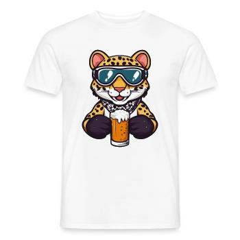 Leopard Ski Bier - Männer T-Shirt - Weiß - Vorne - AI Model Male 178 dark (178cm)