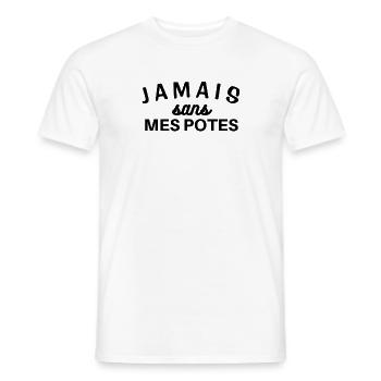 jamais sans mes potes. t-shirt pote ami amie - T-shirt homme - blanc - Devant - AI Model Male 178 dark (178cm)