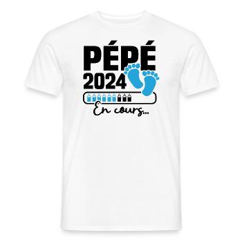 Pépé 2024 en cours, Cadeau Futur Papy - T-shirt homme - blanc - Devant - AI Model Male 178 dark (178cm)