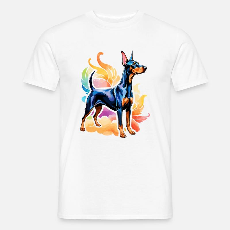 Dobermann Wasserfarben - Männer T-Shirt - Weiß