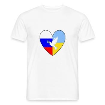 Ukraine Russie Drapeau Cœur Colombe de la Paix - T-shirt homme - blanc - Devant - AI Model Male 178 dark (178cm)