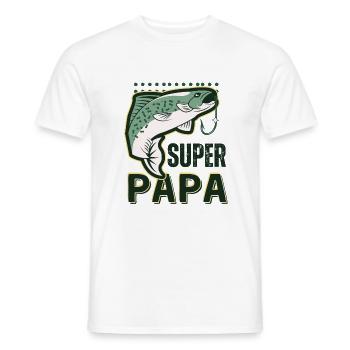 Cadeau pêcheur super papa - T-shirt homme - blanc - Devant - AI Model Male 178 dark (178cm)