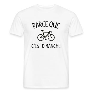 Parce que c'est dimanche sport vélo cyclisme - T-shirt homme - blanc - Devant - AI Model Male 178 dark (178cm)