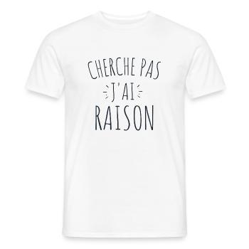 cherche pas j'ai raison - T-shirt homme - blanc - Devant - AI Model Male 178 dark (178cm)