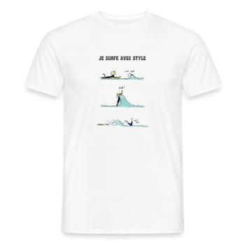 I surf with style - Men's T-Shirt - white - Front - AI Model Male 178 dark (178cm)