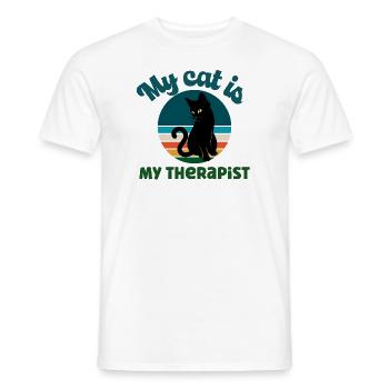 Cat Lover Gift - My Cat Is My Therapist - Men's T-Shirt - white - Front - AI Model Male 178 dark (178cm)