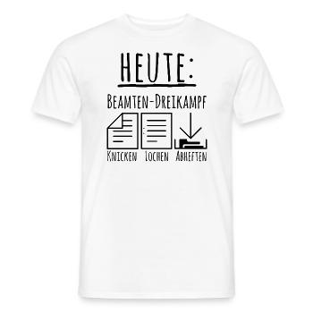 Beamten-Dreikampf Knicken Lochen Abheften - Männer T-Shirt - Weiß - Vorne - AI Model Male 178 dark (178cm)