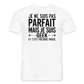 Je Ne Suis Pas Parfait Mais Je Suis GEEK - T-shirt homme - blanc - Devant - AI Model Male 178 dark (178cm)