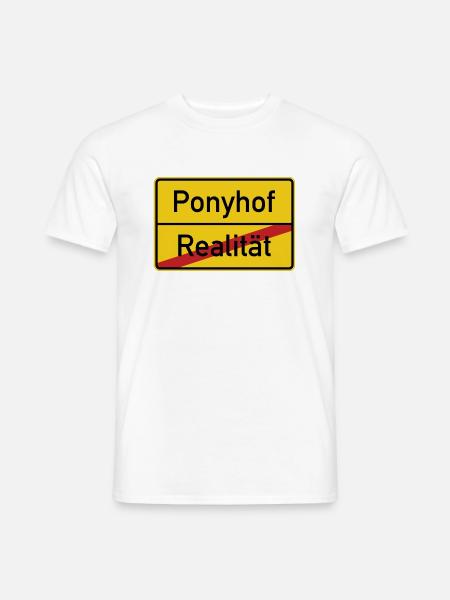 Ortsschild Realität Ponyhof Verkehrsschild - Männer T-Shirt - Weiß