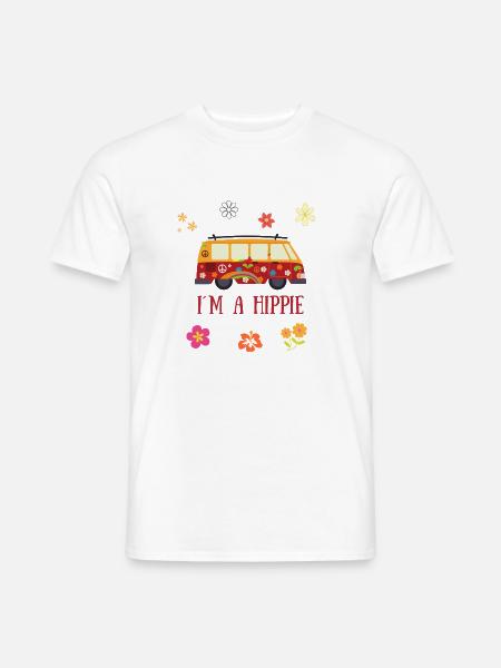 Flower Power Hippie - Männer T-Shirt - Weiß