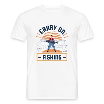 T-Shirt fischen weiter, T-Shirt Fischer - Männer T-Shirt - Weiß - Vorne - AI Model Male 178 dark (178cm)