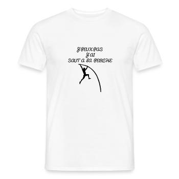j'peux pas j'ai saut a la perche - T-shirt homme - blanc - Devant - AI Model Male 178 dark (178cm)