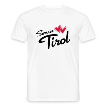 Servus Tyrol avec double coeur - T-shirt homme - blanc - Devant - AI Model Male 178 dark (178cm)