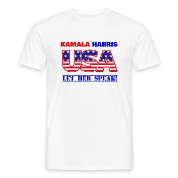 KAMALA HARRIS let her speak - Men's T-Shirt - white - Front - AI Model Male 178 dark (178cm)