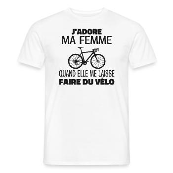 J'adore ma femme cadeau pour cycliste - T-shirt homme - blanc - Devant - AI Model Male 178 dark (178cm)