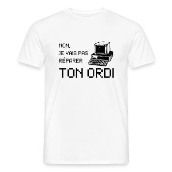 non je vais pas réparer ton ordi - T-shirt homme - blanc - Devant - AI Model Male 178 dark (178cm)