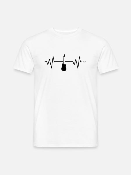 Herzschlag - Gitarre, E-Gitarre, Puls, Frequenz - Männer T-Shirt - Weiß