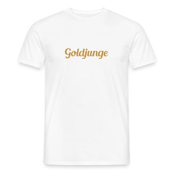 Goldjunge Schriftzug - Männer T-Shirt - Weiß - Vorne - AI Model Male 178 dark (178cm)