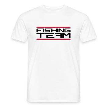 Bars red fishing team sport logo caught fish - Men's T-Shirt - white - Front - AI Model Male 178 dark (178cm)