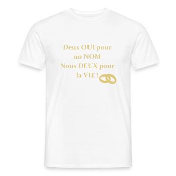 t_shirt_mariage_deux_oui_pour_un_nom - T-shirt homme - blanc - Devant - AI Model Male 178 dark (178cm)