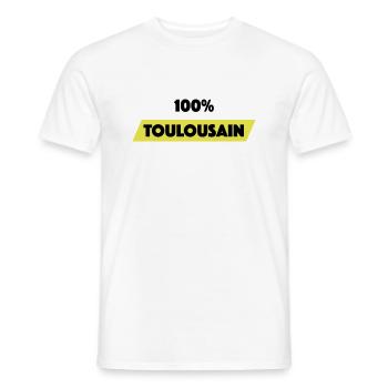 100% Toulousain - Toulouse - T-shirt homme - blanc - Devant - AI Model Male 178 dark (178cm)