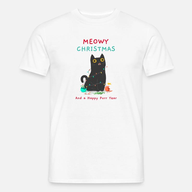 Weihnachtspullover - Meowy Christmas - Männer T-Shirt - Weiß