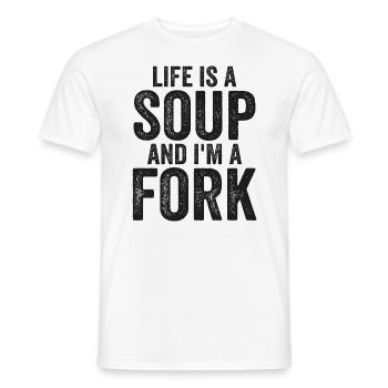 Life Is A Soup And I'm A Fork Tees | Funny - T-shirt homme - blanc - Devant - AI Model Male 178 dark (178cm)