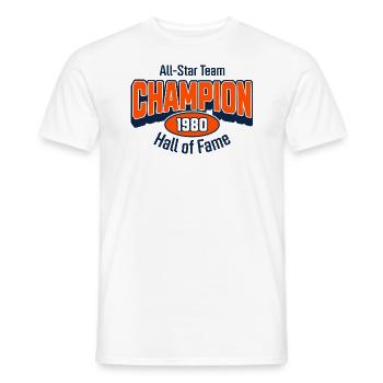 Champion 1980 ' s anniversaire cadeau style universitaire - T-shirt homme - blanc - Devant - AI Model Male 178 dark (178cm)