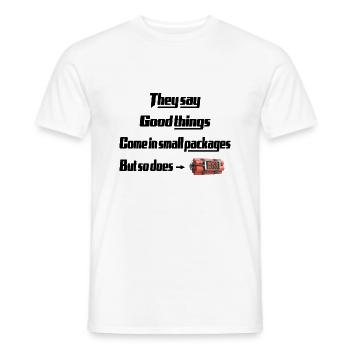 somethings come in small packages - Men's T-Shirt - white - Front - AI Model Male 178 dark (178cm)
