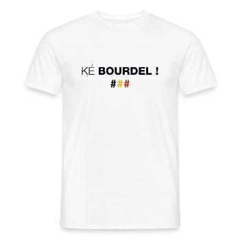 Ké bourdel ! Quel bordel ! en wallon (Dark) - T-shirt homme - blanc - Devant - AI Model Male 178 dark (178cm)
