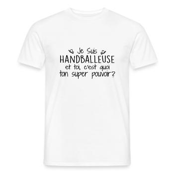 I'm a handball player. What's your superpower? - Men's T-Shirt - white - Front - AI Model Male 178 dark (178cm)