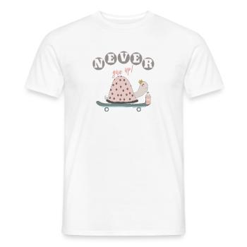 Never give up! - Männer T-Shirt - Weiß - Vorne - AI Model Male 178 dark (178cm)