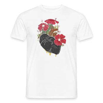 Anatomical Heart And Flowers - Men's T-Shirt - white - Front - AI Model Male 178 dark (178cm)